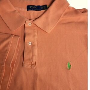 Polo Ralph Lauren Men's 3XB 3TG Orange Short Sleeve Polo Shirt‎ Green Pony Logo